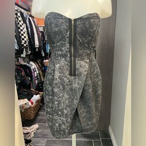 Poetry Gray Strapless Mini Dress